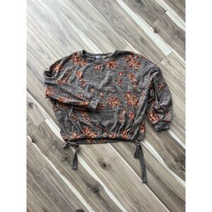 Figueroa &‎ Flower Size XL Brown Embroidered Pullover Top